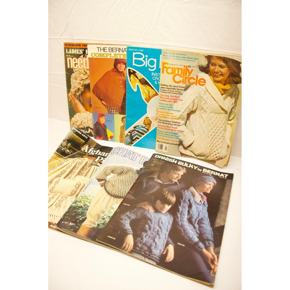 Vintage 1970s Knitting Crochet Pattern Books Bernat Family Circle Lot of 5+